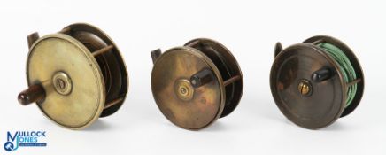 A collection of unnamed brass plate wind reels, as follows: 3.5