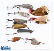 A collection of Hardy Spoons, alloy and brass with full scale and partial scale patterns, all