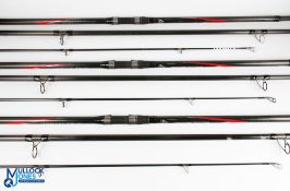 A collection of beach rods as follows: Shimano Force Master, Surf 450 BXG (FMSF 450 BXG) carbon surf