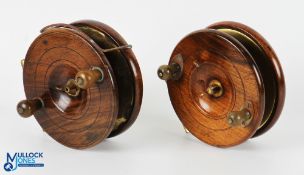Heatons Patent Triple Life mahogany and brass star back sea reel, 6