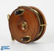 Unnamed walnut and brass star back Nottingham style reel, 4.25
