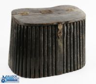 Victorian dark stained pine slatted Creel with iron hinge latch and hinges, one a/f, with a part