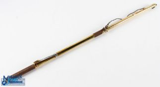 c1920 Scarce Hardy Bros Round Brass Tailer, with Pat pending belt clip 78cm long