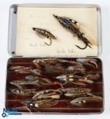 Richard Wheatley slim alloy Kilroyo Patent fly box with 21 flies previously owned by Dr John