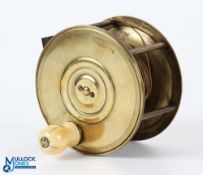 A scarce W L Becoe Maker brass salmon fly reel, 4