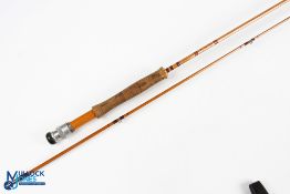 Rob Wilson Bora split cane brook trout fly rod 8' 2pc, alloy uplocking reel set, lined butt/tip