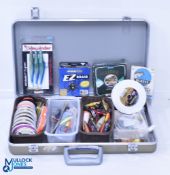 A case of Fishing Tackle Accessories, to include line, backing, Kinnock killers, lures, spoons,