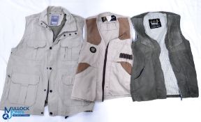 3 Fishing Waistcoats, a cotton Barbour keeperware style size 38