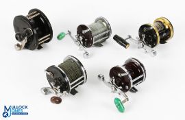 5x Penn Multiplier Reels - including no.249 Deep Sea reel, Seagate, Monofil no.25, Squidder no.146