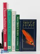 5x Trout and Salmon Fly Fishing books, to include Sea Trout Flies James Waltham 1988 - has wear to