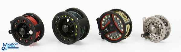 4x Various Fly Reels - incl Avalanche 79 fly reel stamped 2912 to foot, Avalanche 46 fly reel