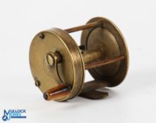 Early unnamed brass multiplier winch with curved crank arm, with tapered bone handle, 2