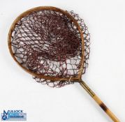 Hardy Bros Alnwick Victorian ash hoop landing net with cane handle measuring 33