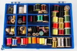 Large box of tying silks and threads - Peasalls, Gude, Elephant and others. Over 74 spools