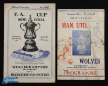 1948/49 FAC semi-final match programme Wolverhampton Wanderers v Manchester Utd 26 March 1949;