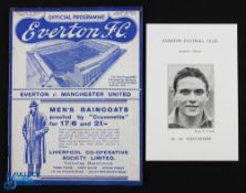 Pre-War 1936/1937 Everton v Manchester Utd Div. 1 match programme 29 March 1937 at Goodison Park;