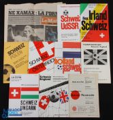 Selection of Switzerland home international programmes to include 1969 Romania, 1975 USSR (Euro