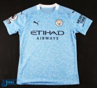 Kevin De Bruyne No 17 Manchester City 2020/21 home match issue football shirt - in blue, Puma /