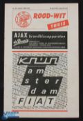 1970 UEFA Cup Final Ajax v Arsenal 2nd leg programme 15 April 1970 at the Olympic Stadium; team