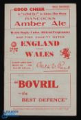 1940 Wartime Red Cross Wales v England Rugby Programme: Scarce wartime fundraiser from Cardiff