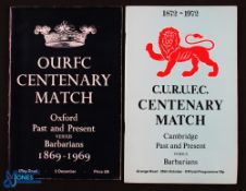 Oxbridge Centenary Matches v the Barbarians Rugby Programmes (2): Oxford Past & Present v the