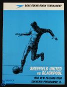1965 in New Zealand; Sheffield Utd v Blackpool BOAC round robin tournament souvenir match programme;