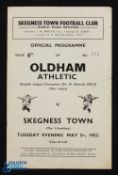 1953 Rare friendly match programme Skegness Town v Oldham Athletic (Div. 3 North Division champions)