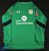 Pierlugi Gollini No 1 Aston Villa 2016/17 match issue Goalkeeper FA Cup football shirt - in green,