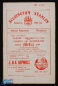 1954/55 Accrington Stanley v Everton Lancashire Snr Cup match programme 1st November 1954; fair/