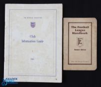 1934-44 War Time Issue Football League Handbook Softback Annual, with an owner's name written inside
