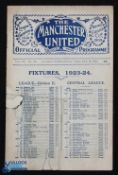 Pre-War 1923/1924 Manchester Utd v Crystal Palace Div. 2 match programme 12 April 1924 plus
