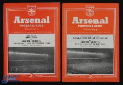 1953/54 Arsenal v South Africa friendly match programme 23 September 1953, 4 pager; 1953/54 Anglo-