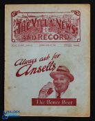 Pre-War 1935/1936 Aston Villa v Bolton Wanderers Div. 1 match programme 12 October 1935; fair. (1)