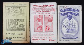 Selection of programmes to include 1946/47 Hearts v Chelsea at Tynecastle 21 April 1947, 4 pager (