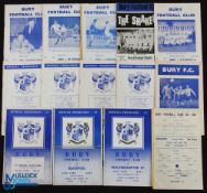 Collection of Bury home match programmes 1953/54 Wolverhampton Wanderers (1st floodlit game at