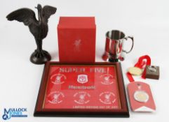 Liverpool Football Collectables, a 125-year commemorative coin, FA Cup Final 2001 Cardiff plaque,