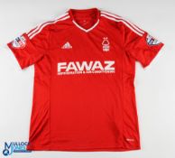 Lars Veldwijk No 14 Nottingham Forest 2014/15 home match issue football shirt - in red, Adidas /