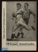 1964/65 VfB Stuttgart v Arsenal friendly match programme 11 August 1964; good. (1)
