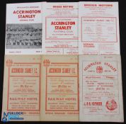 Selection of Accrington Stanley home programmes 1954/55 Scunthorpe Utd, 1960/61 Darlington, Bradford