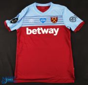 Declan Rice No 41 West Ham United 2019/20 'NHS' home match issue football shirt - Umbro / Betway,