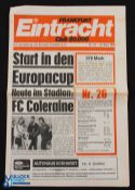 1975/76 Eintracht Frankfurt v Coleraine ECWC match programme, newspaper type, 16 September 1975; has