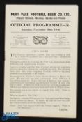 1946/47 Port Vale v Finchley (FAC 1st round) 30 November 1946 match programme at Bryan Street,