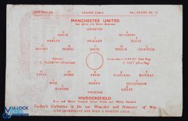 War Time 1944/45 Manchester Utd v Huddersfield Town League Cup qualifier 6 January 1946, single