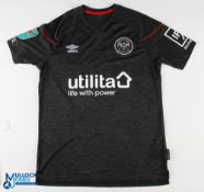 Ivan Toney No 17 Brentford 2020/21 Carabao Cup away match issue football shirt - in black, Umbro /