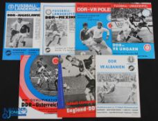 Selection of East German home international programmes 1963 England, 1973 Albania, 1977 Austria,