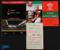 S Africa in Wales Rugby Programmes (4): v Wales at Cardiff in 1951, 1960, 1994 & 2004. All G/VG,