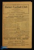 Pre-War 1923/1924 Barnet v Barking Town Athenian league match programme 26 December 1923, 4 page