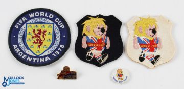 1966 World Cup Willie and 1978 Scotland World Cup Argentina Patches and Enamel Badge, to include