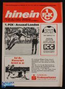 1978/79 FC Kaiserslautern v Arsenal pre-season friendly match programme 28 July 1978; fair/good. (