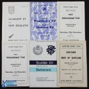 Scottish Rugby Programmes inc NZ/Barbarians/Trials (6): Scotland v Barbarians 1970; Glasgow v NZ inc